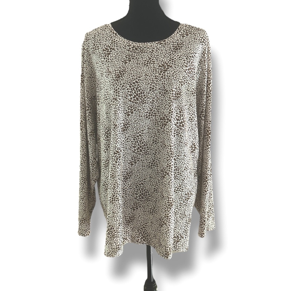Lands’ End Animal Print Long Sleeve Blouse Size 3X